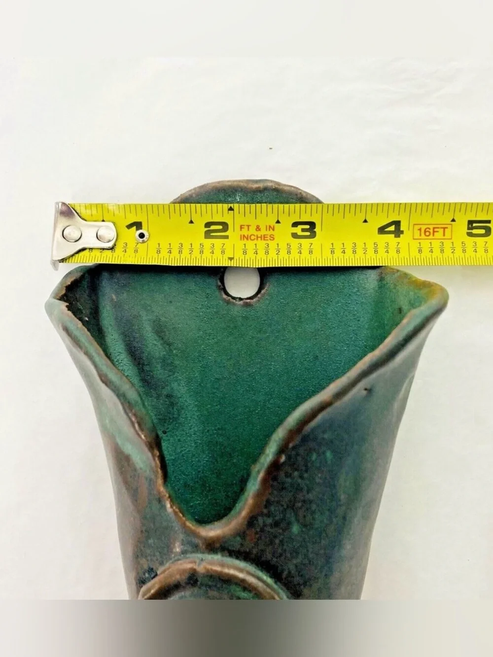 Wall Pocket Vase Pottery Blue/Green teal 14” H x 5” W approx